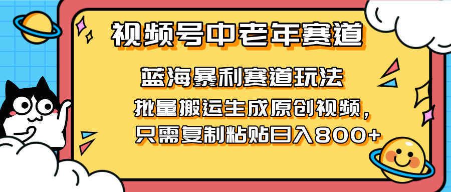 (14314期)2025视频号中老年短视频蓝海暴利风口!复制粘贴搬运视频单日赚800+,无...-爱尚学堂
